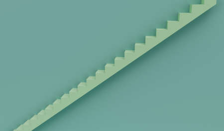 3d Render Green Spring Rain color Stairs on Green Sheen Background