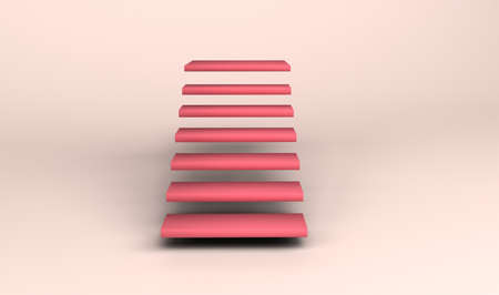 3d Render dark pink color Stairs on light pink Backgroundの写真素材