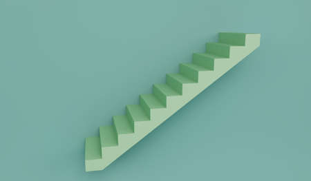 3d Render Green Spring Rain color Stairs on Green Sheen Backgroundの写真素材