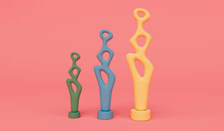 3d render award Statue Prize on pink backgroundの写真素材