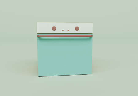 3d render of kitchen stove isolated on Pastel background, 3d background minimal scene