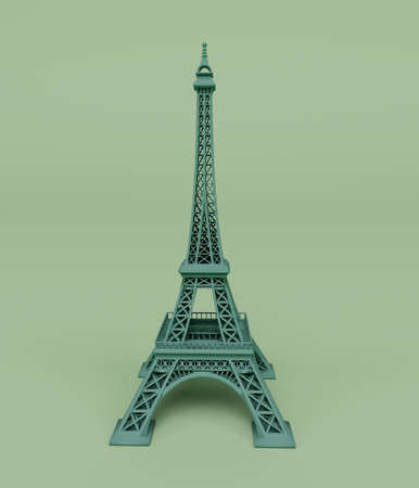 3d rendering of Front view of Eiffel Tower , 3d illustration isolated on pastel colors, minimal sceneの写真素材