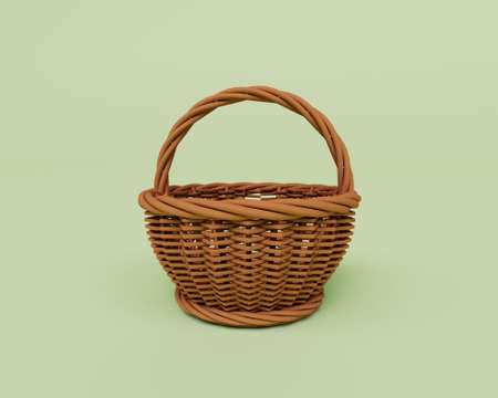 handmade wooden basket 3d render Abstract design element Minimalist conceptの写真素材