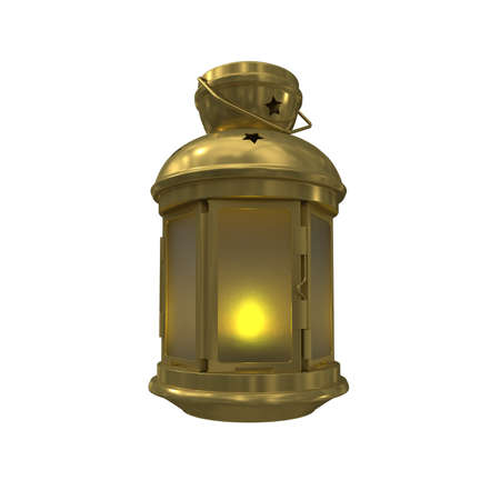 3d illustration of ramadan kareem illuminated lamp lantern