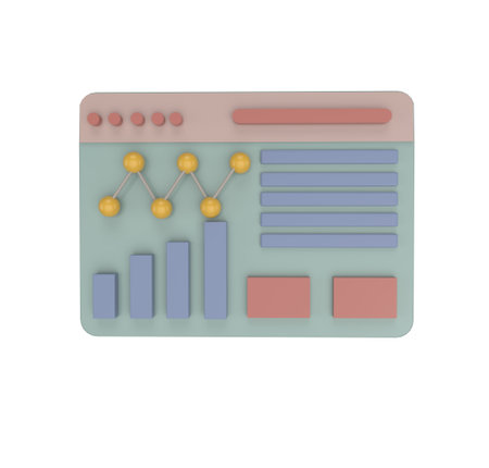 minimal 3d Illustration Data analysis, financial report chart, and Web page with data chart....