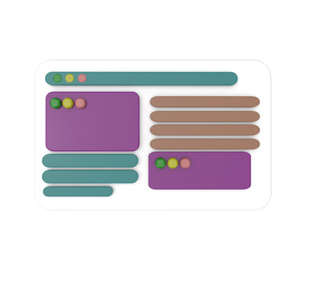 minimal 3d Illustration Web UI or UX design, web page concept. Web design, computer browser.