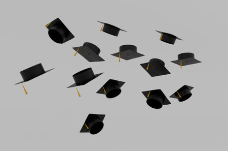 3d illustration Graduation cap hat with tassel, icon Mortarboardの写真素材