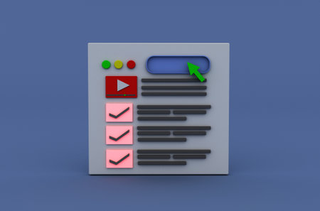 minimal 3d Illustration Web UI or UX design, web page concept. Web design, computer browserの写真素材