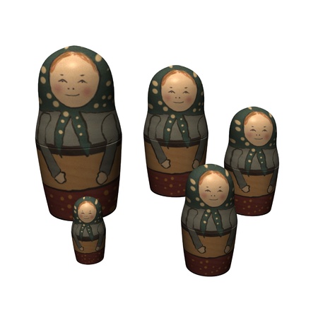 3d render of matrioshka dollの写真素材