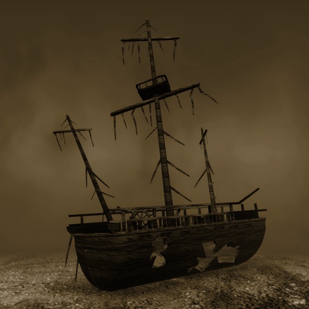 3d render of ship wreck の写真素材