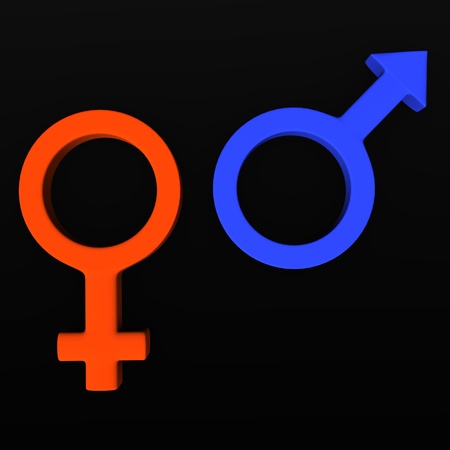 3d render of sex symbols (male and female) の写真素材