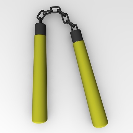 3d render of nunchaku weapon の写真素材