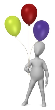 3d render of cartoon character with helium balloonの写真素材