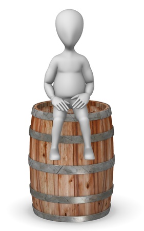 3d render of cartoon character with barrelの写真素材