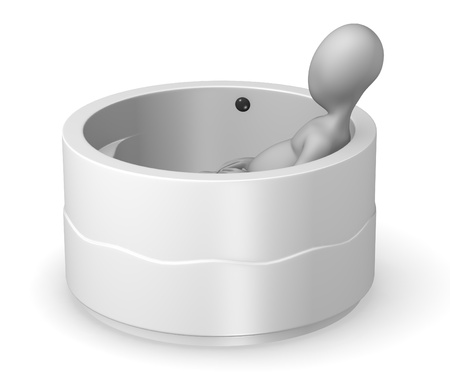 3d render of cartoon character in bathtubの写真素材
