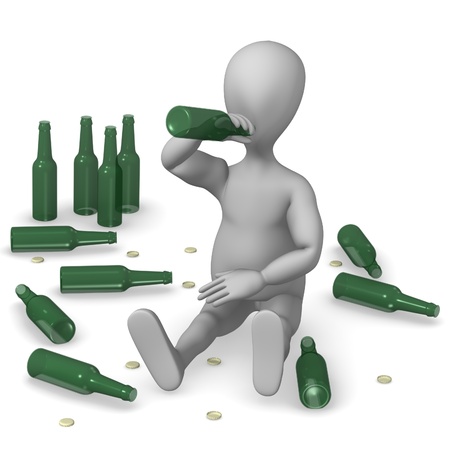 3d render of cartoon character drinking beer の写真素材