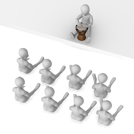 3d render of cartoon character playing bongo drum の写真素材