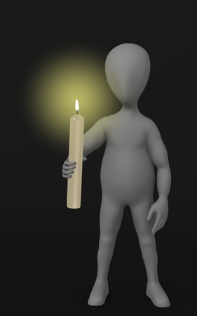 3d render of cartoon character with candleの写真素材