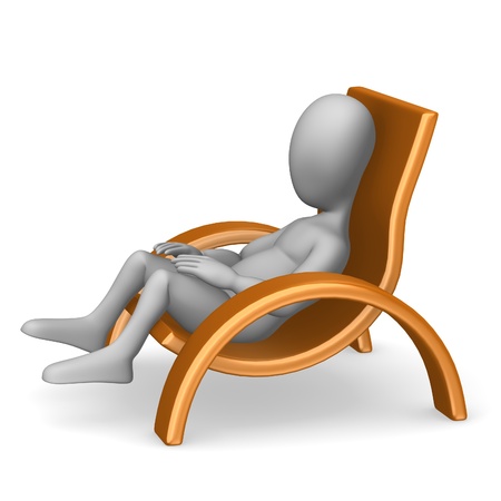3d render of cartoon character with chair の写真素材