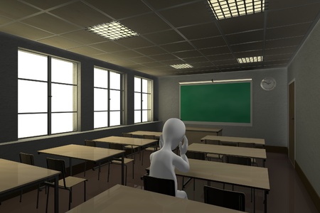 3d render of cartoon character in schoolの写真素材