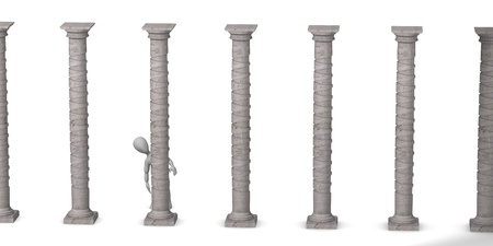 3d render of cartoon character with columnsの写真素材