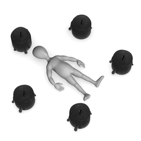 3d render of cartoon character with dark candles の写真素材