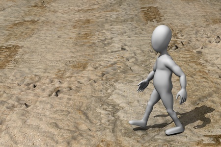 3d render of cartoon character on desert 