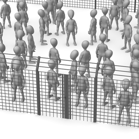 3d render of cartoon character with fenceの写真素材