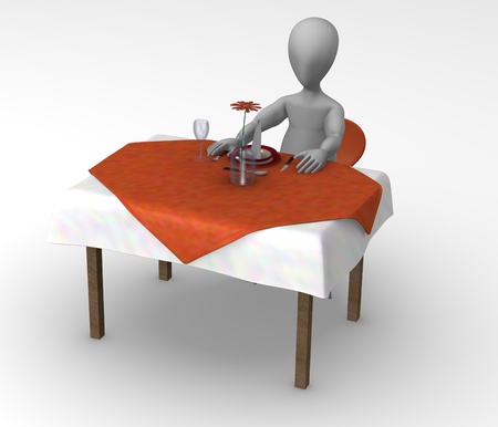 3d render of cartoon character in restaurant の写真素材