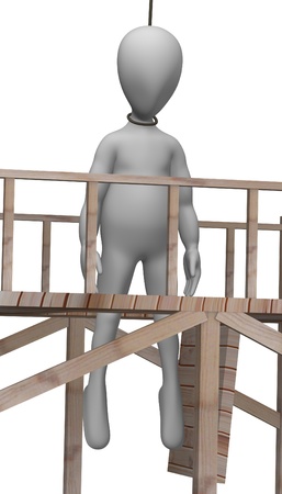 3d render of cartoon character with gallowsの写真素材