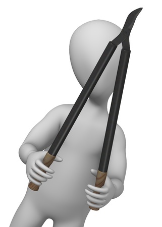 3d render of cartoon character with garden toolの写真素材