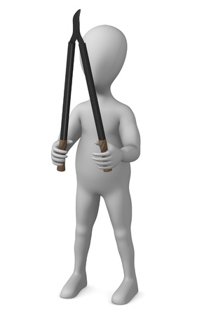 3d render of cartoon character with garden toolの写真素材