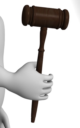 3d render of cartoon character with gavelの写真素材