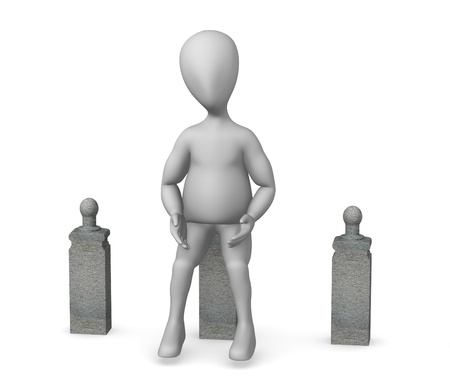 3d render of cartoon character with guard stoneの写真素材