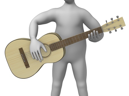 3d render of cartoon character with guitar の写真素材