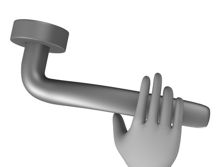 3d render of cartoon character with handleの写真素材