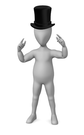 3d render of cartoon character with hatの写真素材