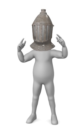 3d render of cartoon character with helmet の写真素材