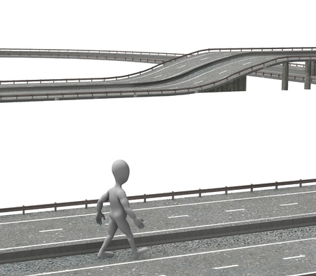 3d render of cartoon character with highwayの写真素材