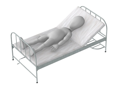 3d render of cartoon character on hospital bed

の写真素材