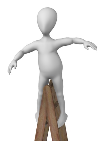 3d render of cartoon character with ladderの写真素材