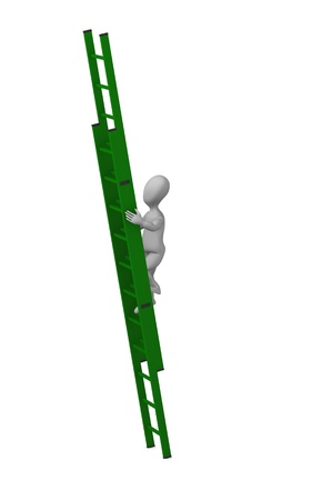 3d render of cartoon character with ladderの写真素材