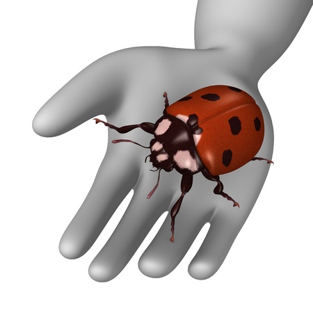 3d render of cartoon character with ladybugの写真素材