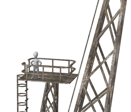 3d render of cartoon character with land craneの写真素材