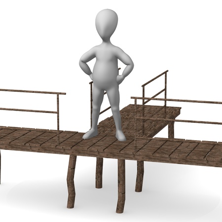3d render of cartoon character with landing stage