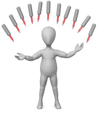 3d render of cartoon character with xmas lightsの写真素材