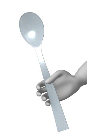 3d render of cartoon character with little spoonの写真素材