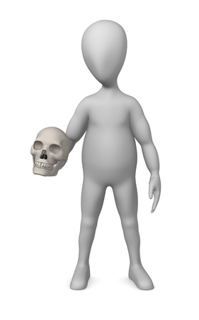3d render of cartoon character with male skull の写真素材
