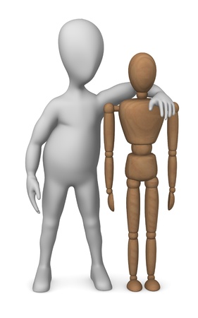 3d render of cartoon character with figureの写真素材