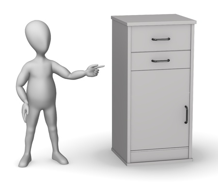3d render of cartoon character with medical cupboardの写真素材